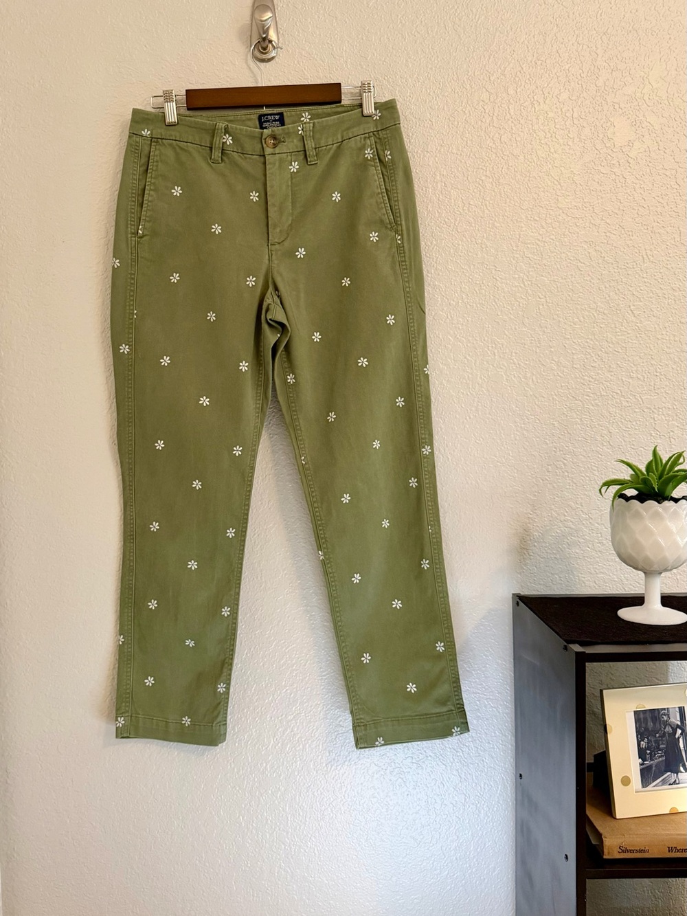 J. Crew Olive Green Floral Print Chino Pants